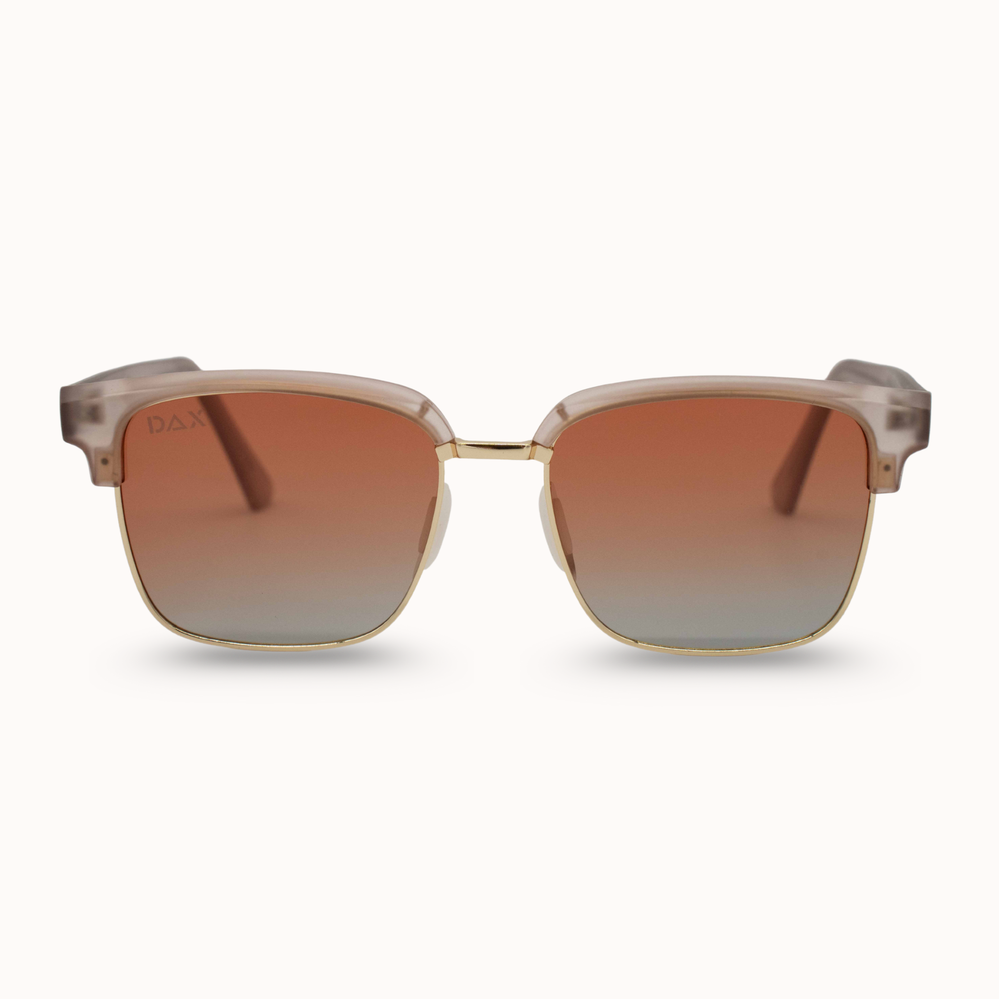 Sunglasses with gradient lenses on a white background
