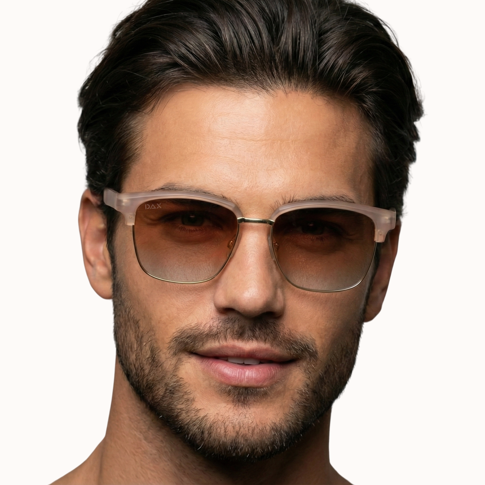 Man wearing sunglasses with a neutral background