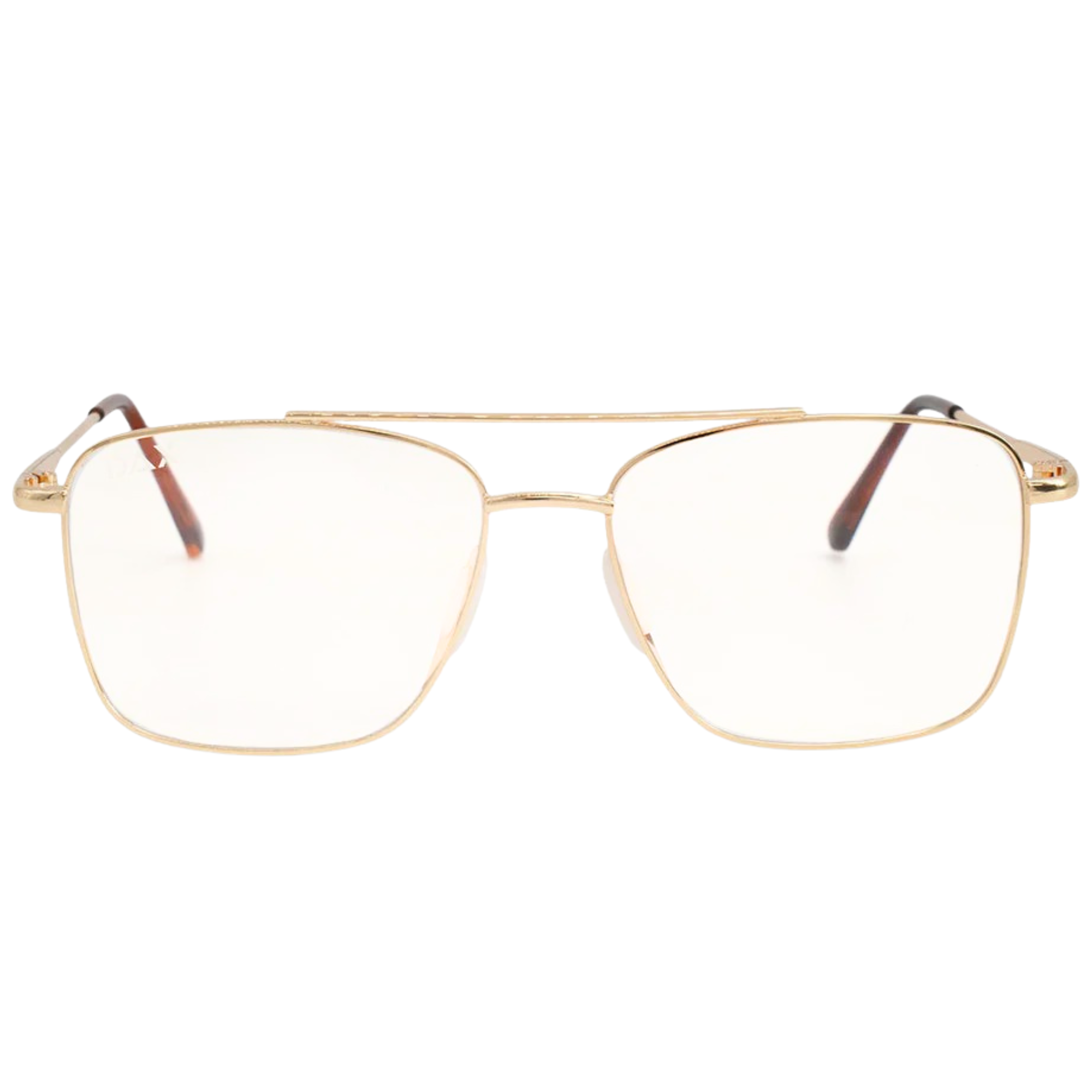 Gold aviator glasses on a white background