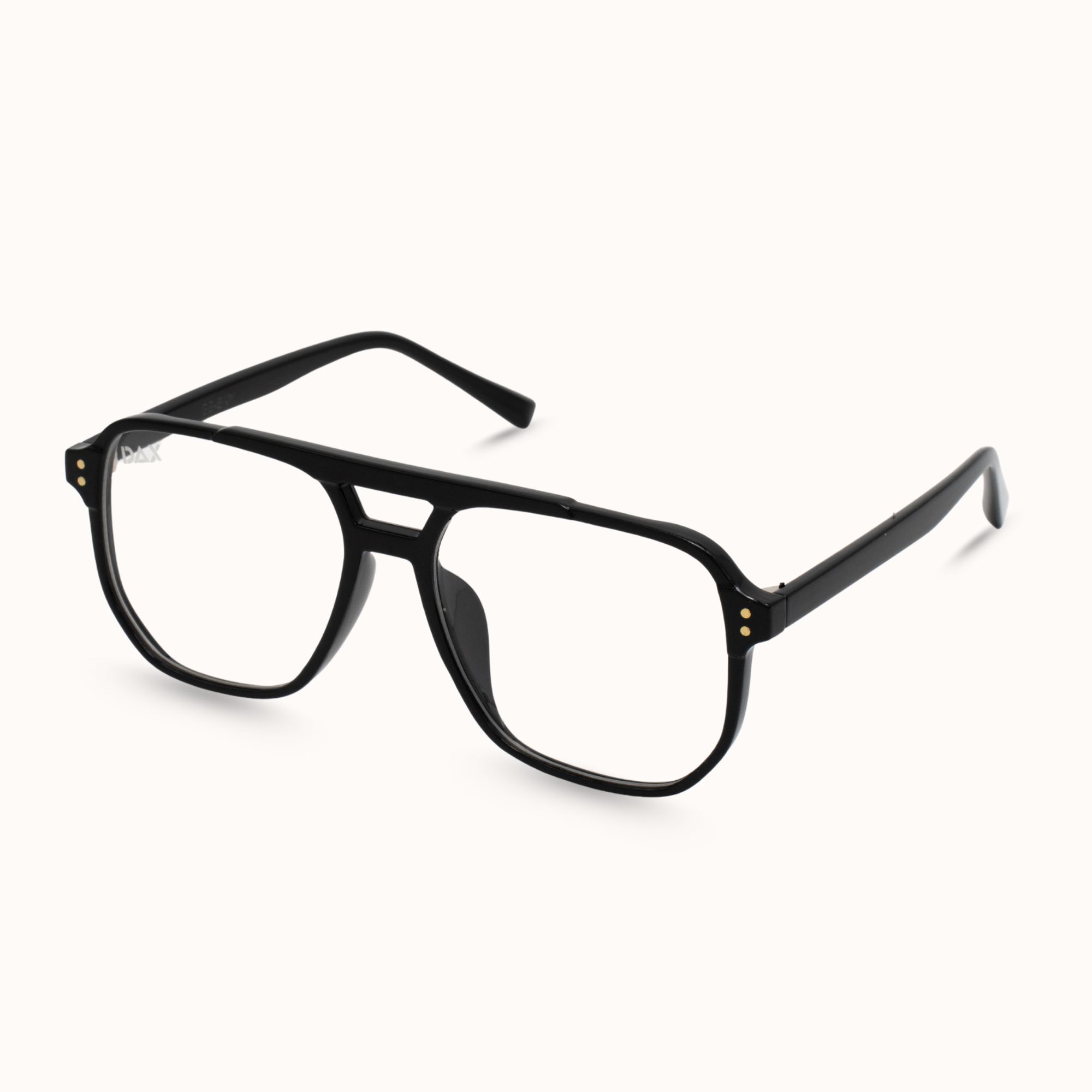 Black eyeglasses on a white background