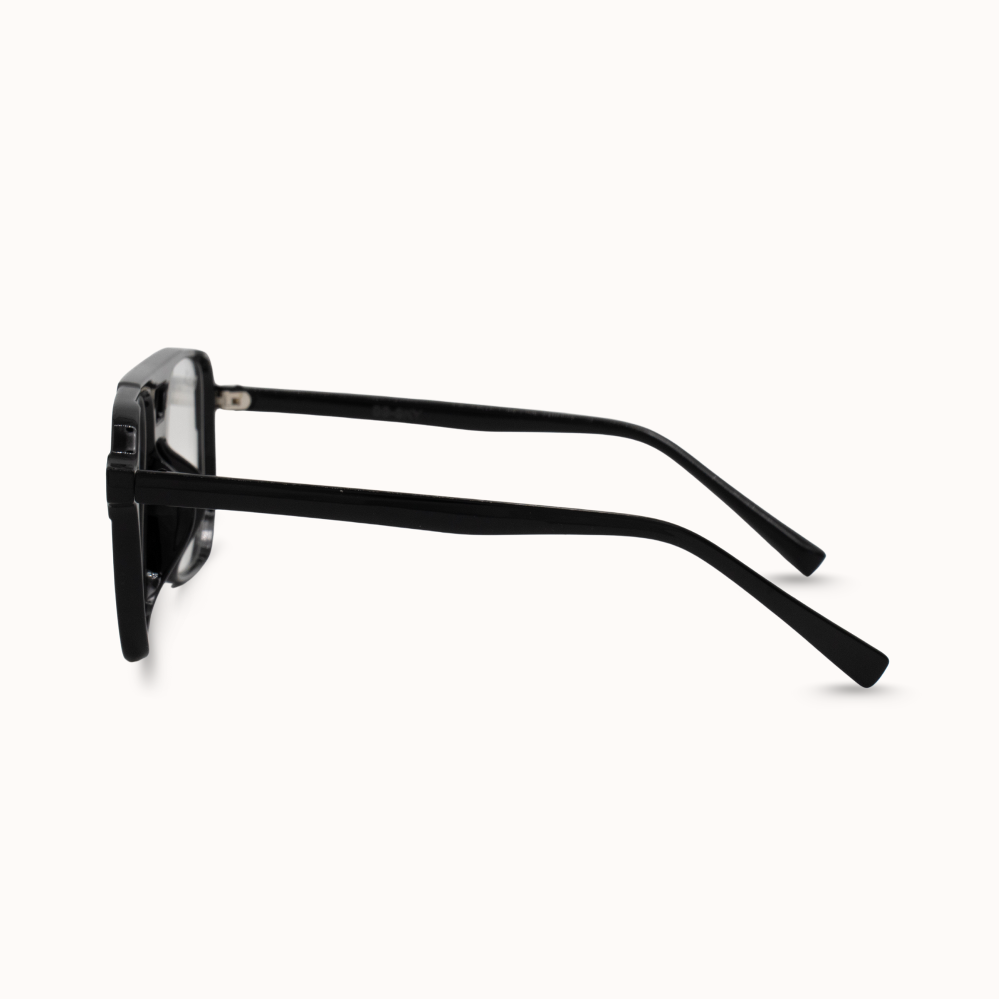 Black sunglasses on a white background