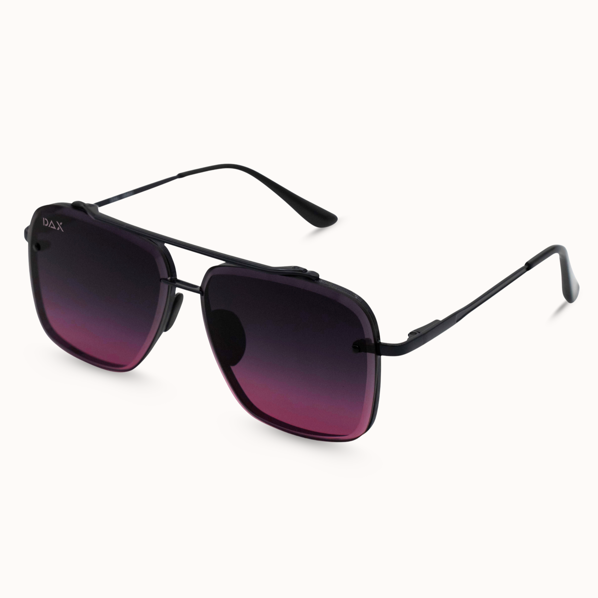 Black sunglasses with gradient lenses on a white background
