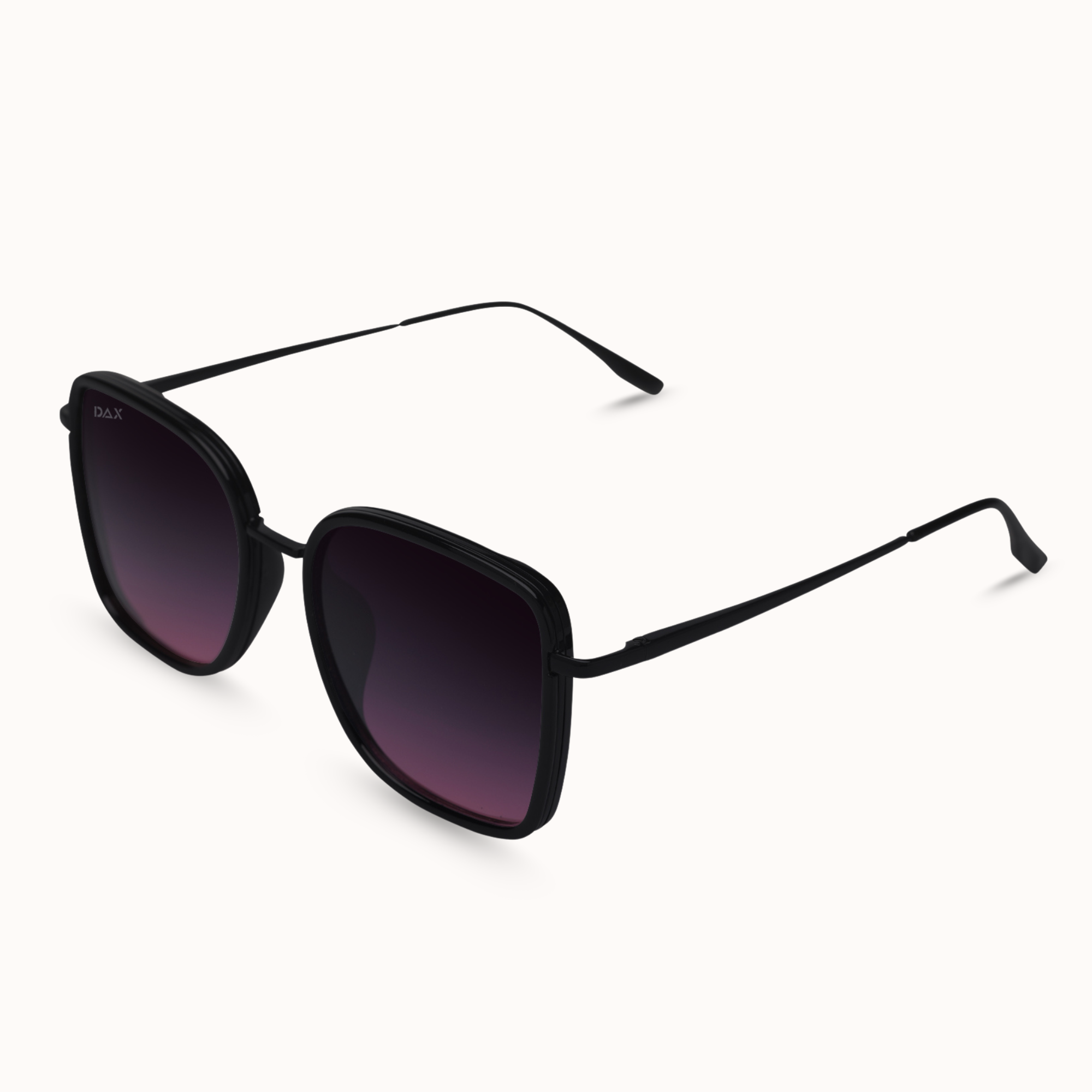 Black sunglasses with gradient lenses on a white background