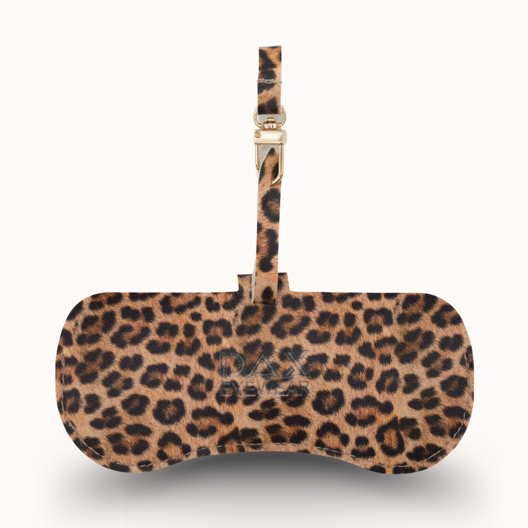 Cheetah print luggage tag on a white background