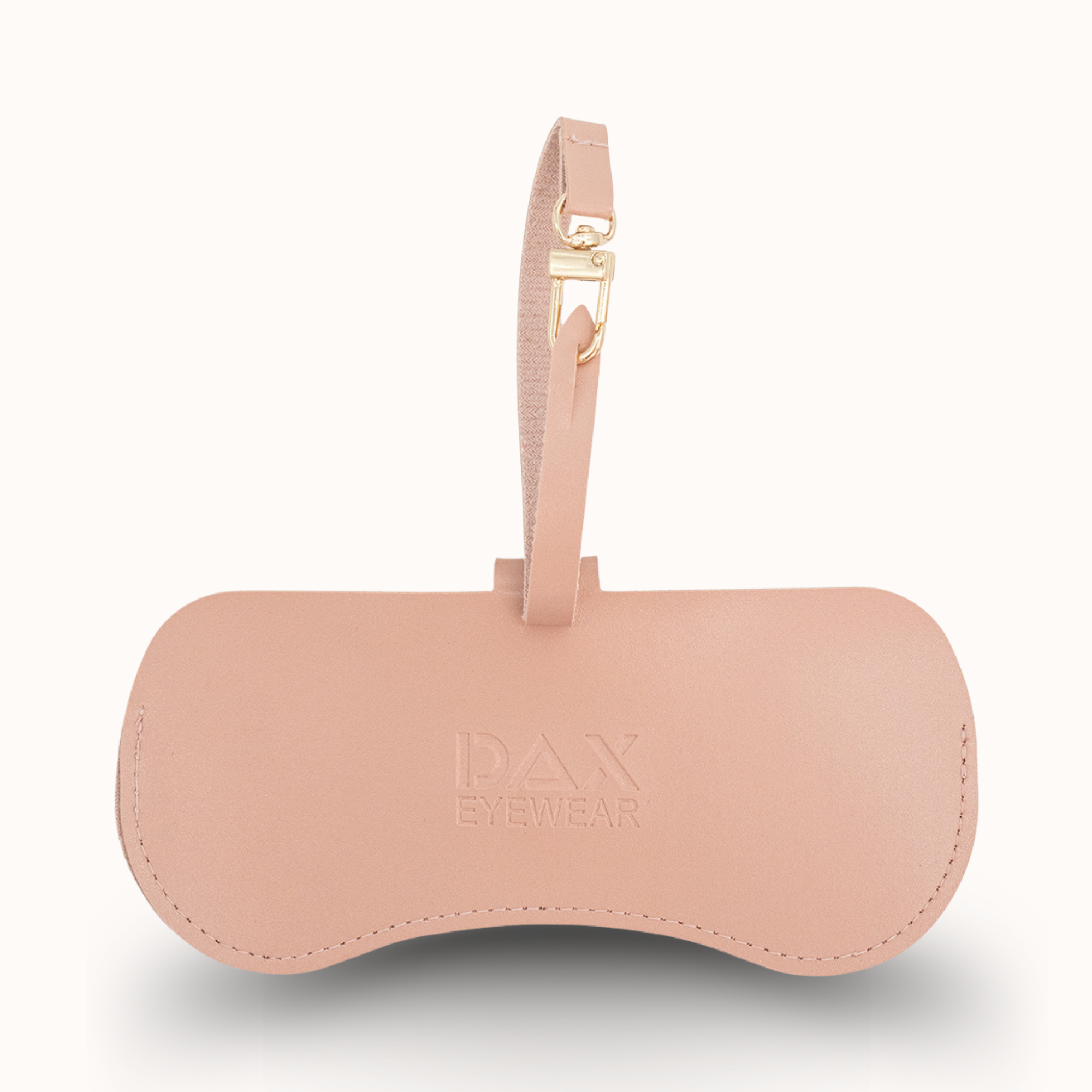 Pink leather case with a handle on a white background