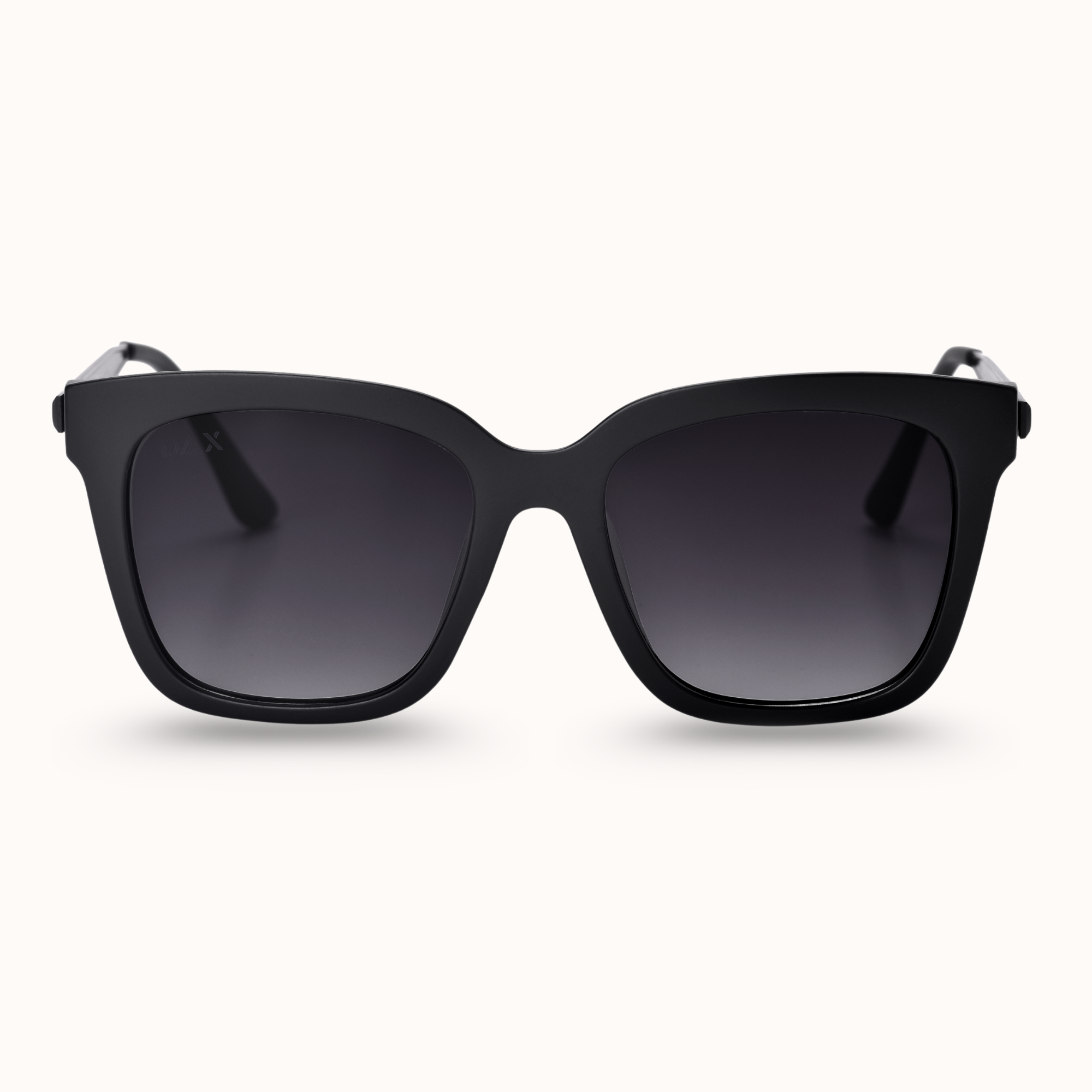 Black sunglasses with gradient lenses on a white background