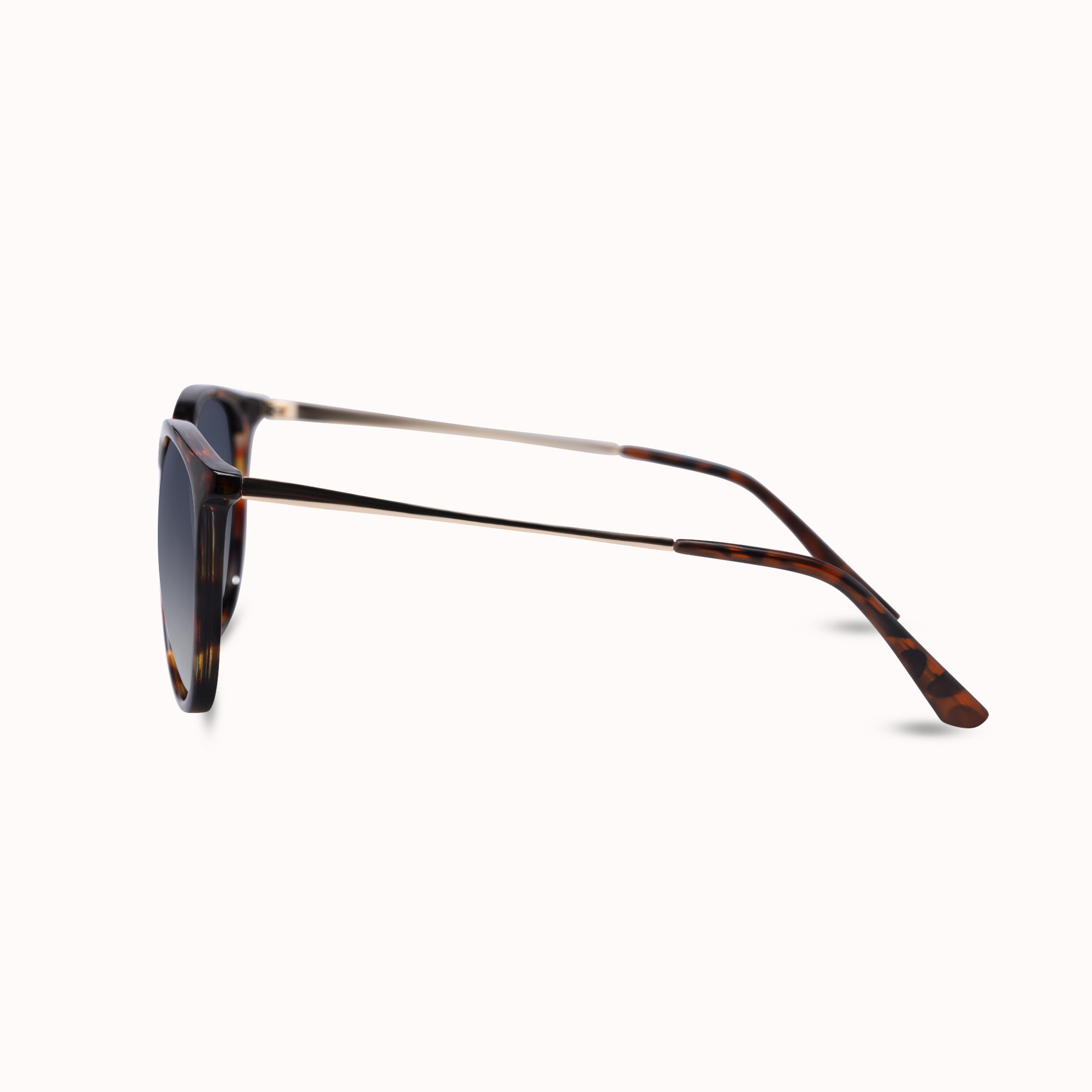 Sunglasses with reflective lenses on a white background