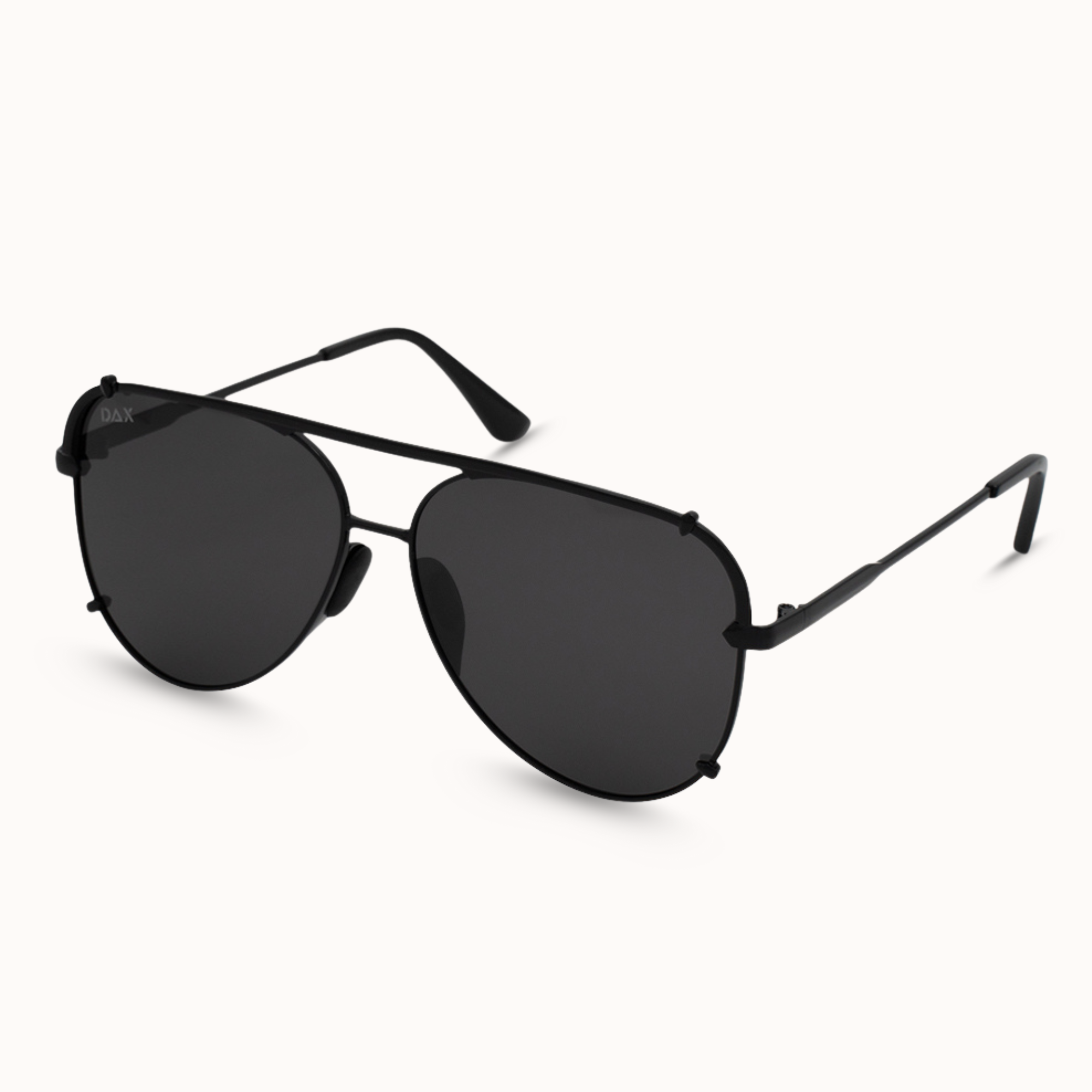 Black aviator sunglasses on a white background