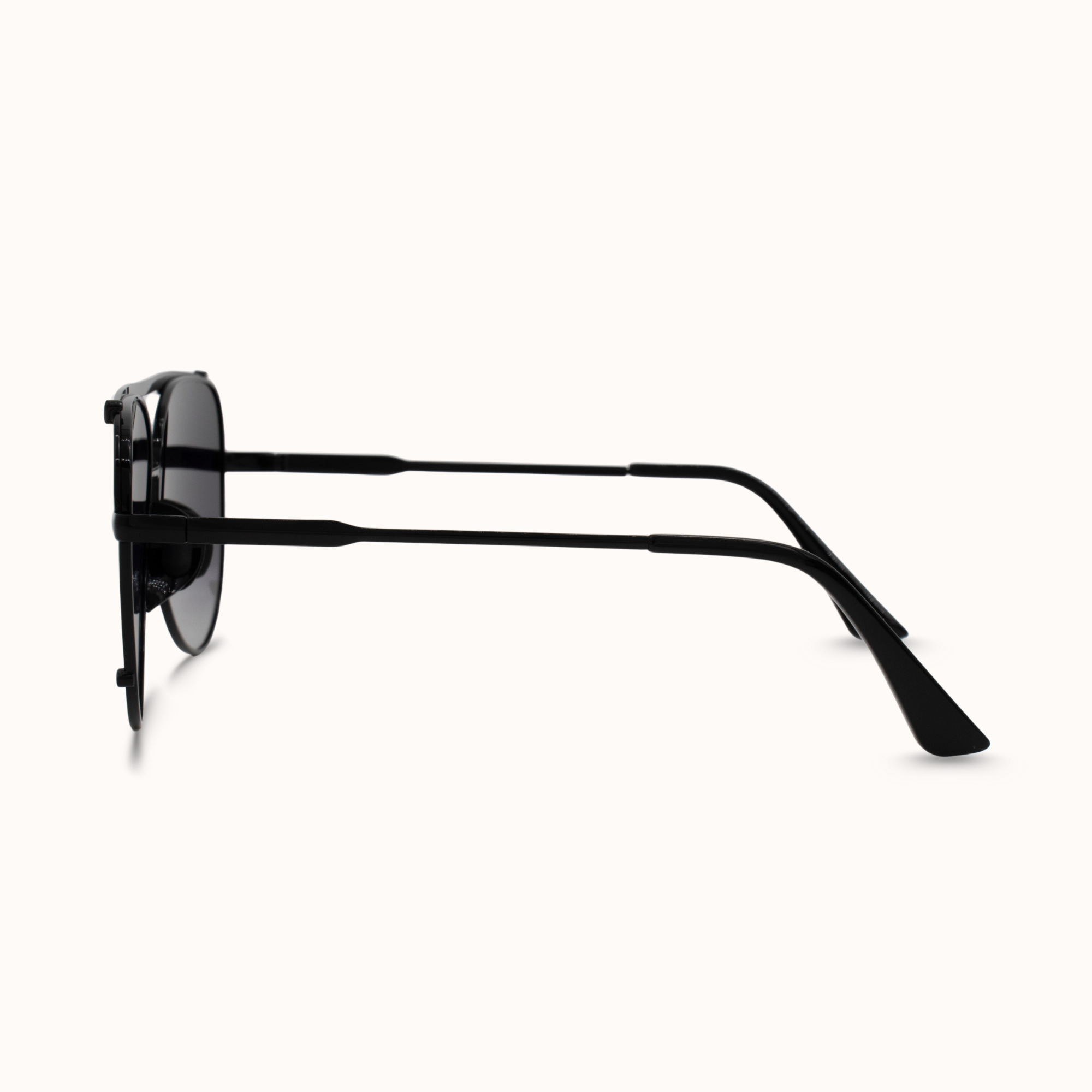 Black sunglasses on a white background