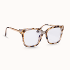 Eyeglasses with a tortoiseshell frame on a white background