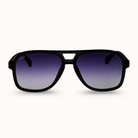 Black sunglasses with gradient lenses on a white background