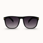 Black sunglasses with gradient lenses on a white background
