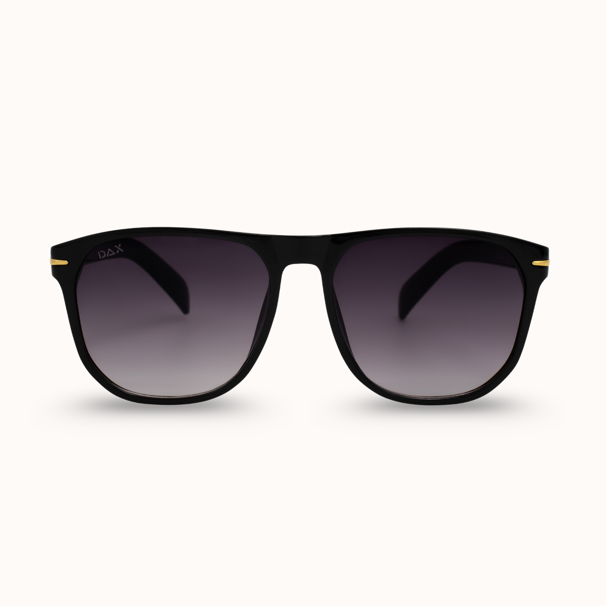 Black sunglasses with gradient lenses on a white background