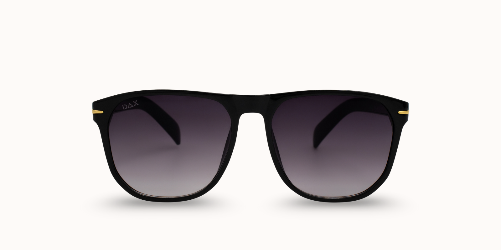 Black sunglasses with gradient lenses on a white background