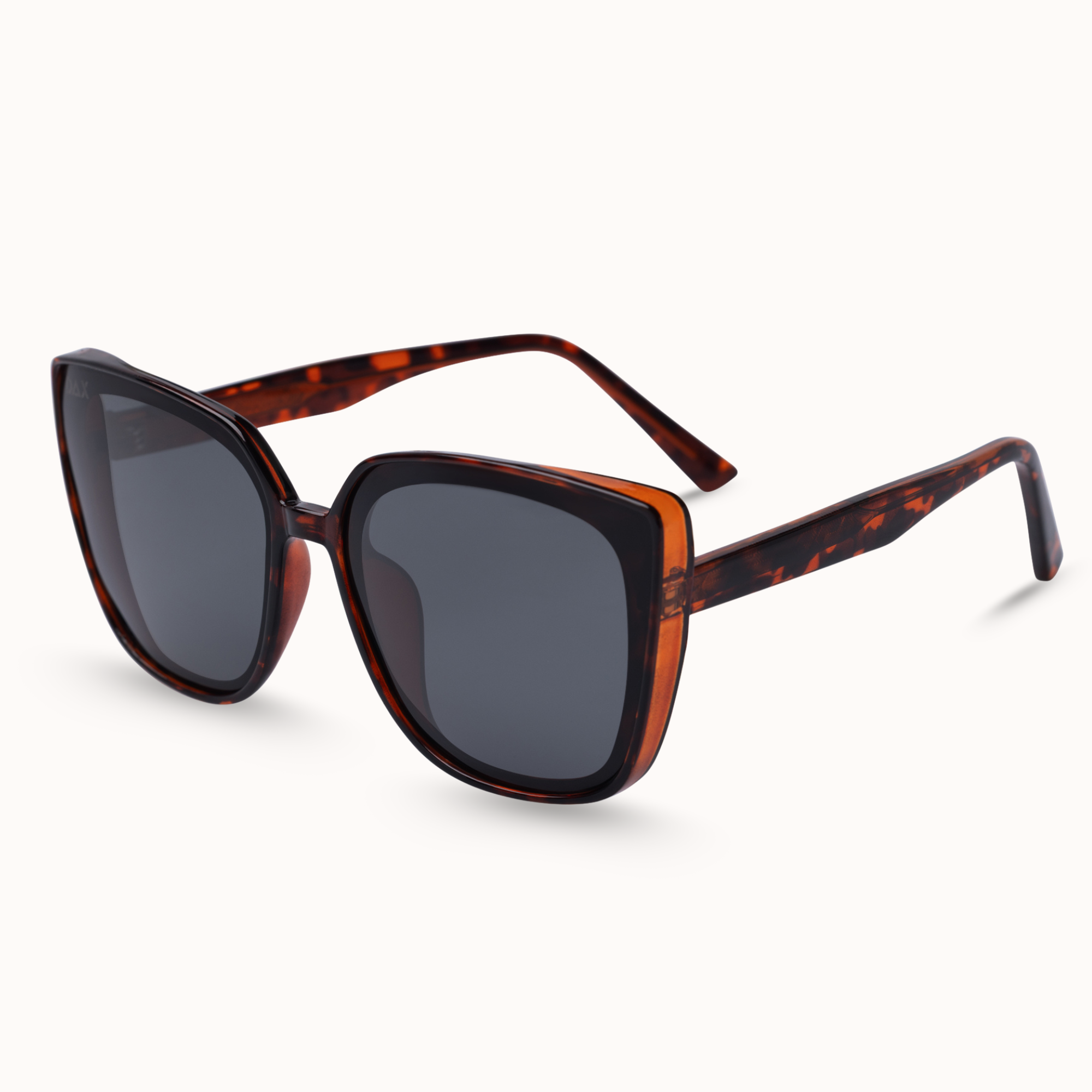 Cheetah print large cat eye frames with black lenses.