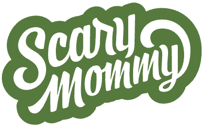 Logo with 'Scary Mommy' text in white on a green background